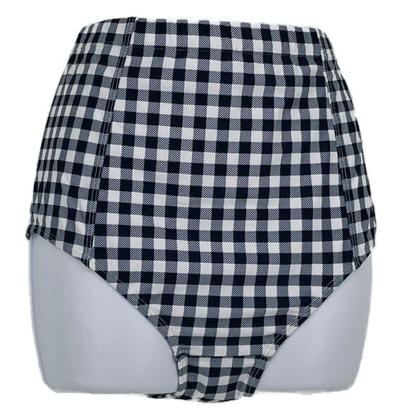 Bikini Bottoms High Waisted in Checkered Navy Size Small - Picture 1 of 5